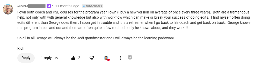 Screenshot of a student testimonial describing the course as easy to follow and beginner friendly.